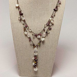 Pearl, Crystal, Metal Necklace